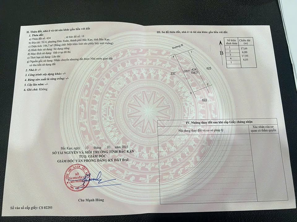 Bán Đất Vàng 107m² Phường Đức Xuân, TP Bắc Kạn - Sổ Đỏ Thổ Cư, Giá Hời