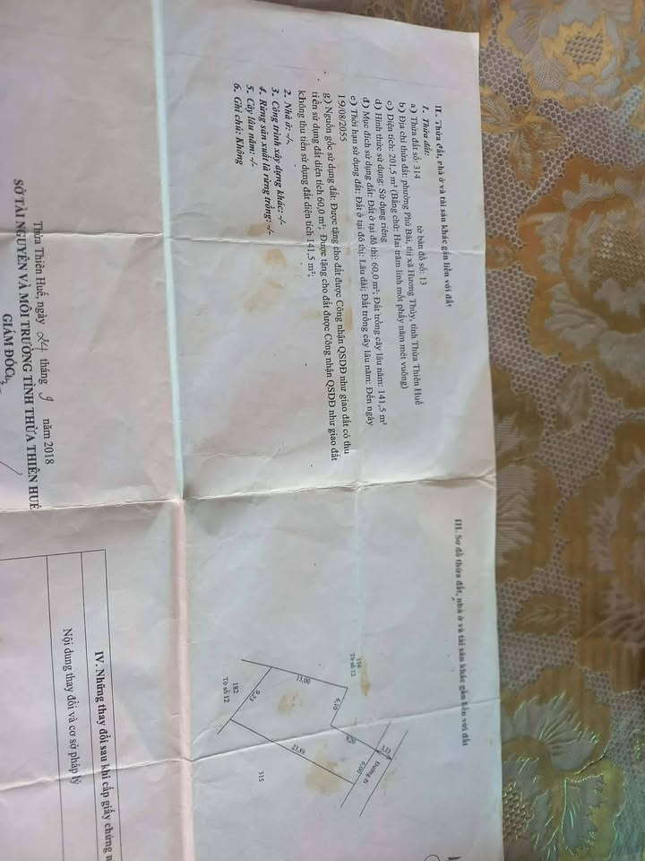 Bán đất nền 201.5m² Phường Phú Bài, Huế - Sổ đỏ chính chủ, giá 1.61 tỷ