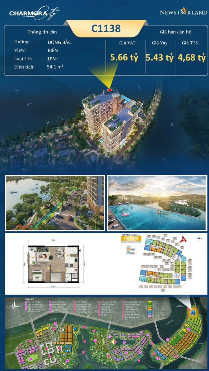 Căn hộ Charmora City Nha Trang 54.1m² – View đẹp, tầng cao!