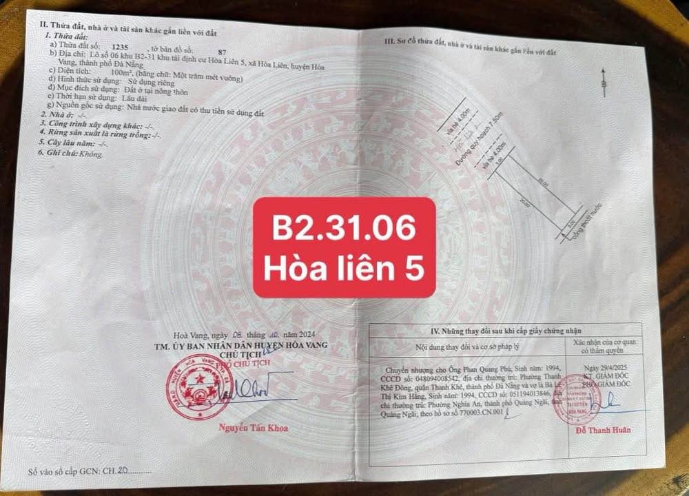 Đất nền Liên Chiểu Đà Nẵng 100m² - Tiềm năng tăng giá vượt trội!