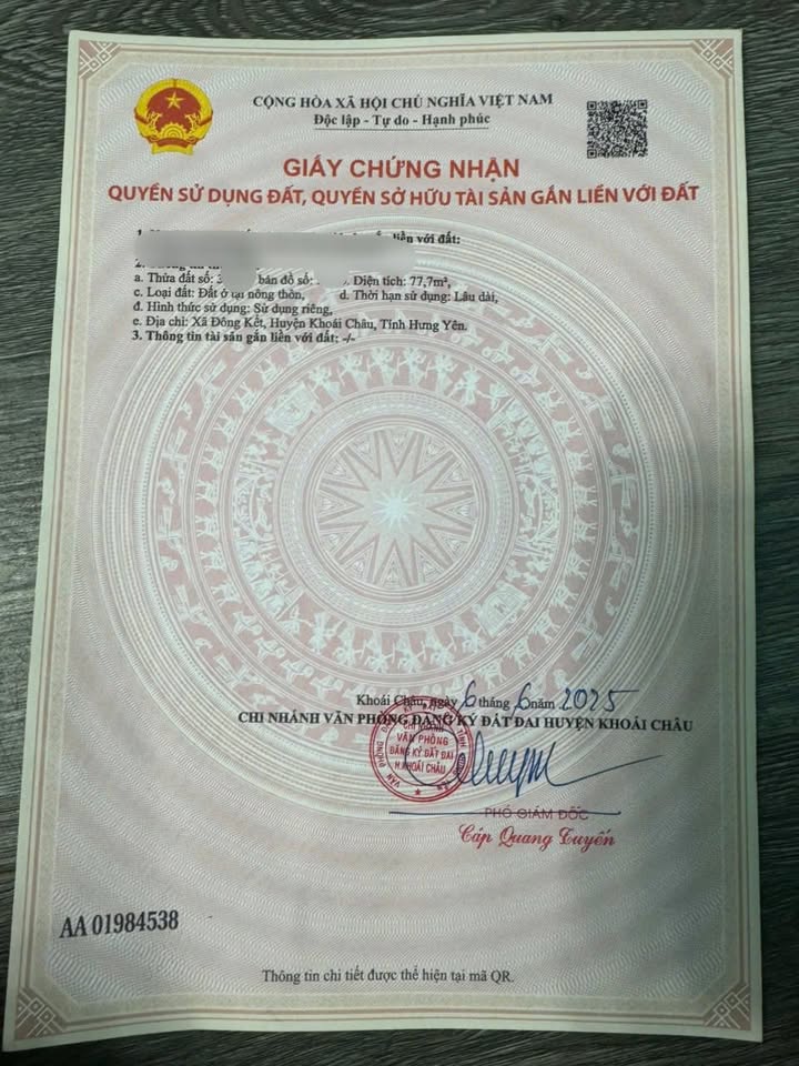 Đất nền Khoái Châu, Hưng Yên 77.7m² giá 2 tỷ - Tiềm năng tăng giá!