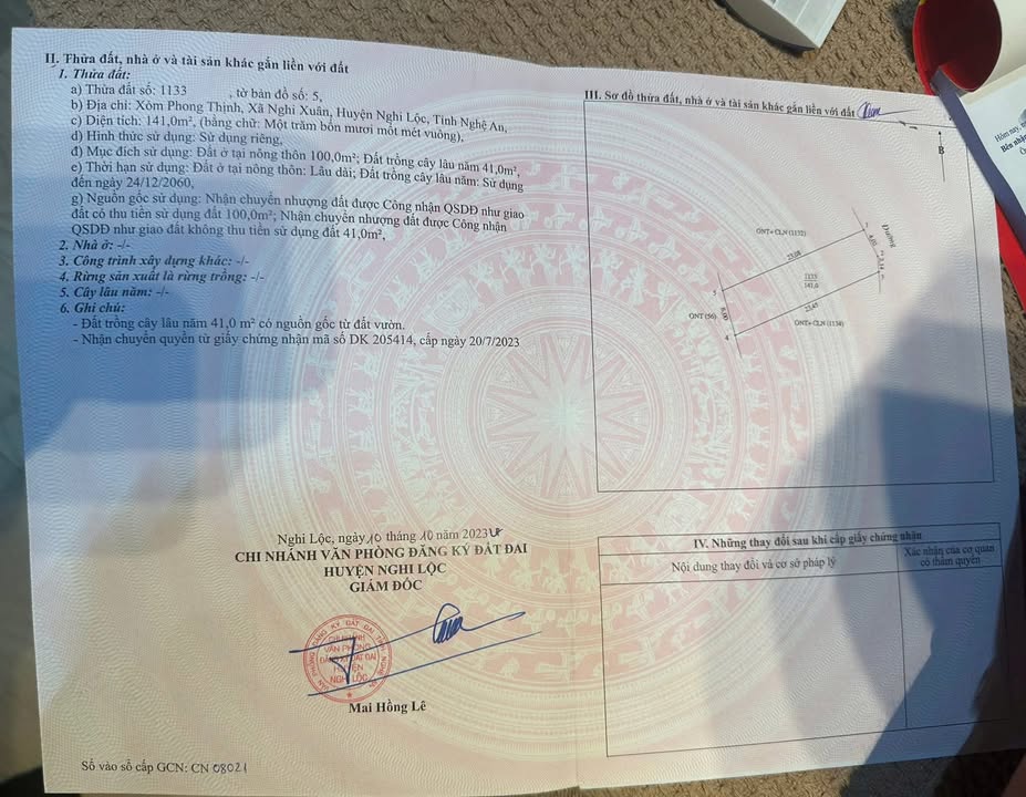 Bán đất Phong Thịnh, Nghi Xuân 141m² - Sổ đỏ sẵn, đường nhựa 10m