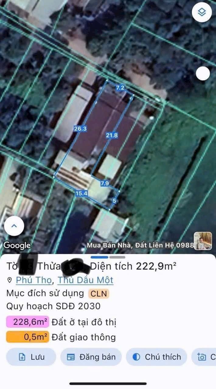 Bán Đất Tặng Nhà C4 Phú Thọ TDM - 222m² Ngang 7.2m, Xe Hơi Tới Cửa