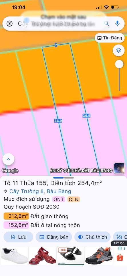 Đất Mặt Tiền Cây Trường, Bàu Bàng 154m² - Kinh Doanh Sầm Uất 2.25 Tỷ