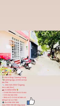 Nhà 2 Mặt Tiền Hẻm Ô Tô Quang Trung Gò Vấp - 6.95 Tỷ