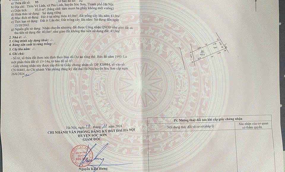 Đất nền Sóc Sơn 83m² nhỉnh 2.3 tỷ - Sổ đỏ chính chủ!