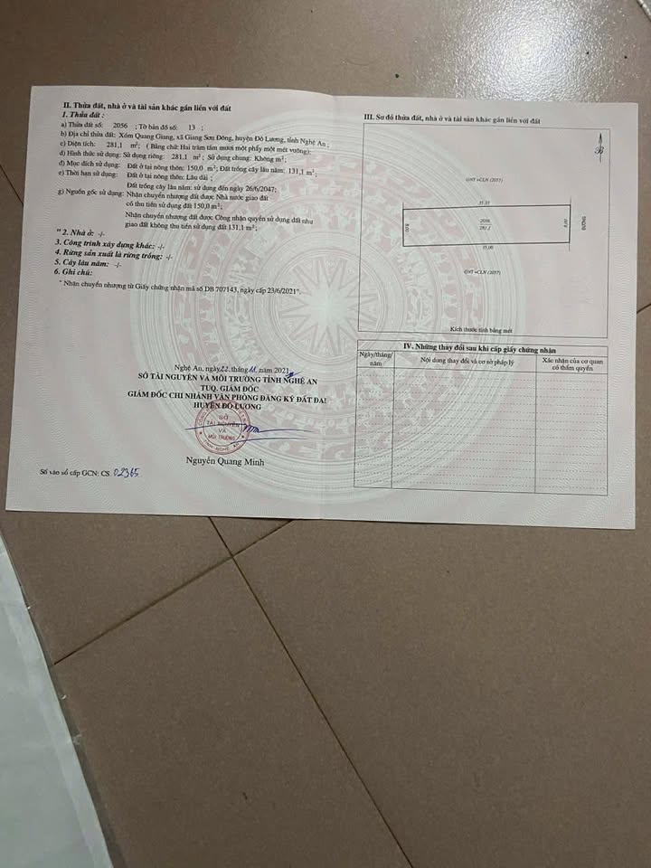 Đất nền Đô Lương - 3 Lô Liền Kề 840m² Giá 8xx Tỷ - Xóm Quang Giang