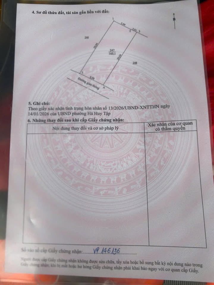 Đất nền TDP Bình Tiến, Hà Tĩnh - 160m² Sổ đỏ vuông vắn, giá 2.5 tỷ