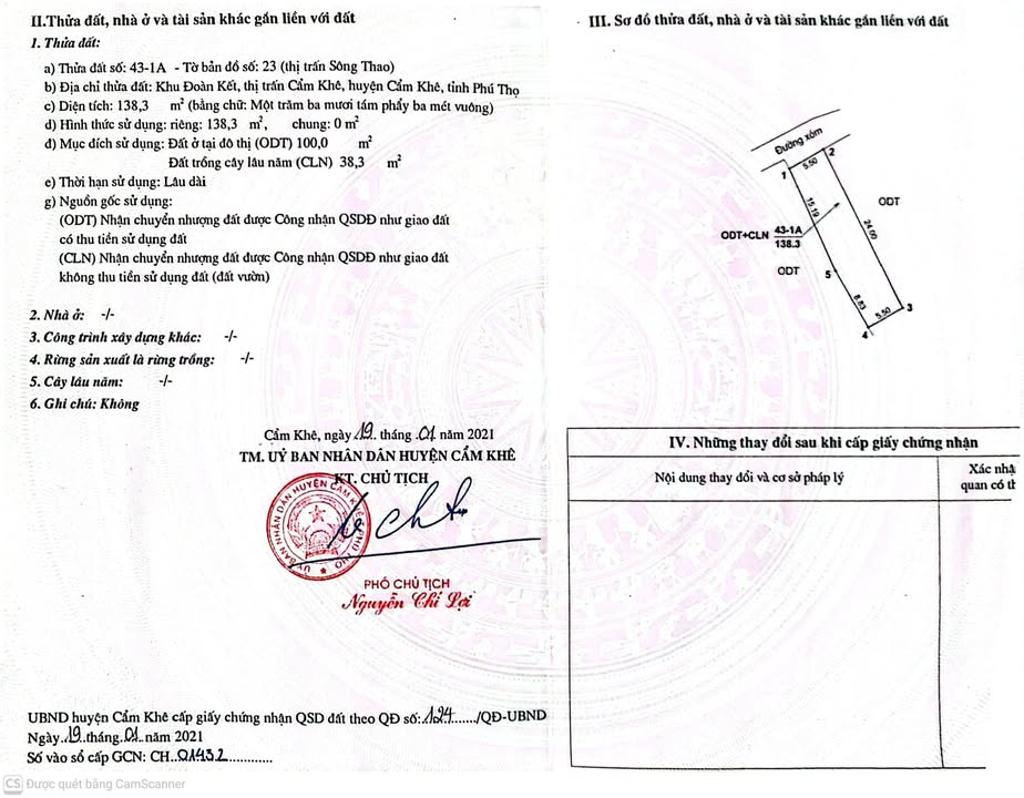 Đất nền Cẩm Khê 138m² thỏa thuận - Pháp lý rõ ràng