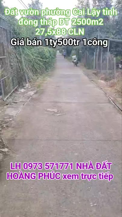 Đất Vườn Tiền Giang 2500m² - Mặt Tiền 27.5m - Giá 1.5 Tỷ