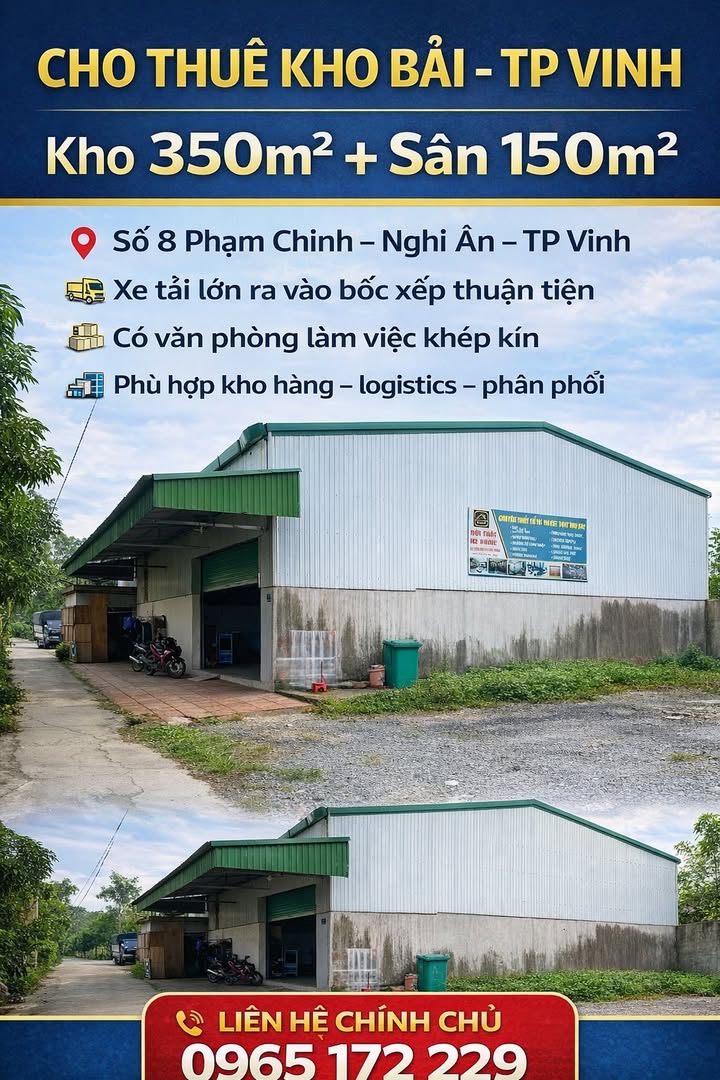 Kho bãi TP Vinh 500m² - Hoạt động ngay, Container thoải mái!