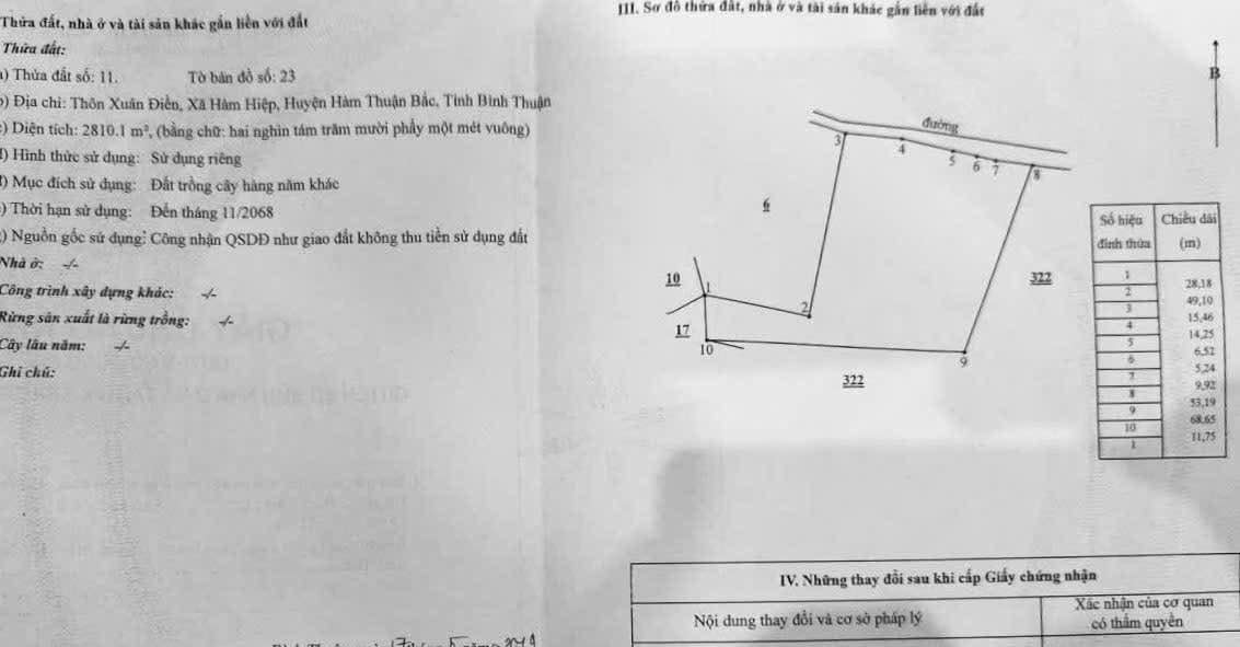 Đất nền Hàm Hiệp, Hàm Thuận Bắc 10800m² – Sổ đỏ, Tiềm năng tăng giá