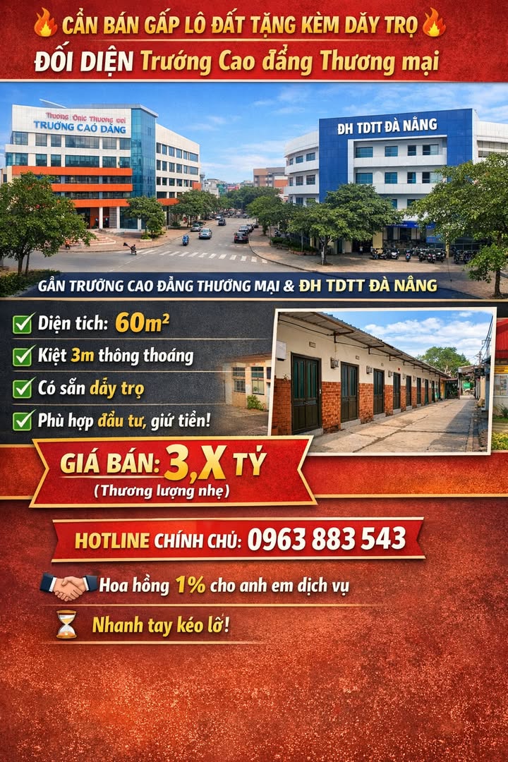 Bán Gấp Đất Tặng Dãy Trọ 60m² Đối Diện CĐ Thương Mại Đà Nẵng - Dòng Tiền Ổn Định
