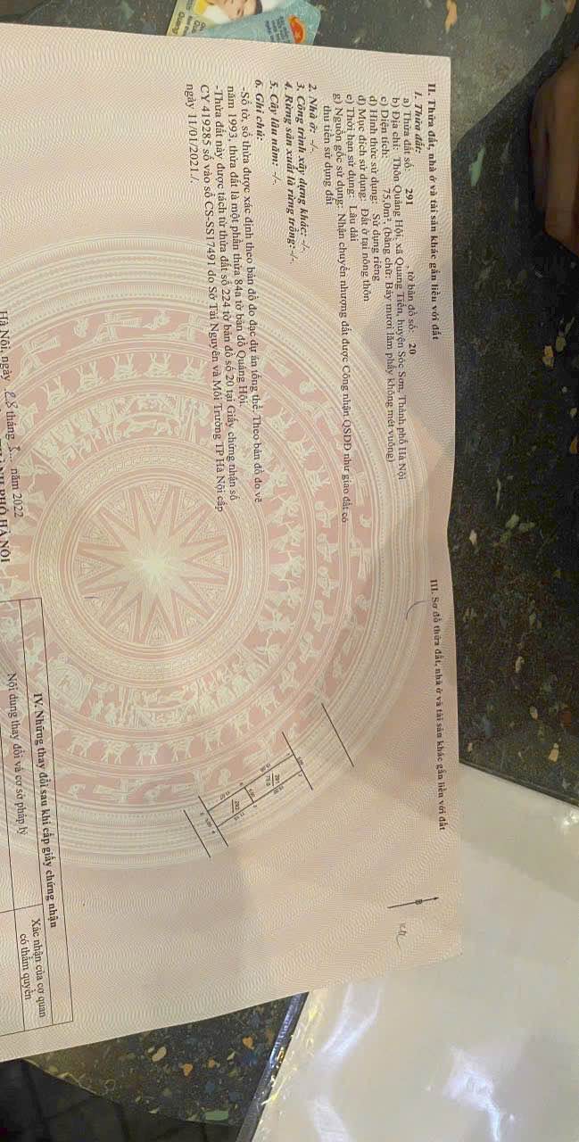 Đất Sổ Hồng 75m² Xã Quang Tiến, Sóc Sơn - Ô tô tránh, 100m tới Kéo dài Sân bay Nội Bài