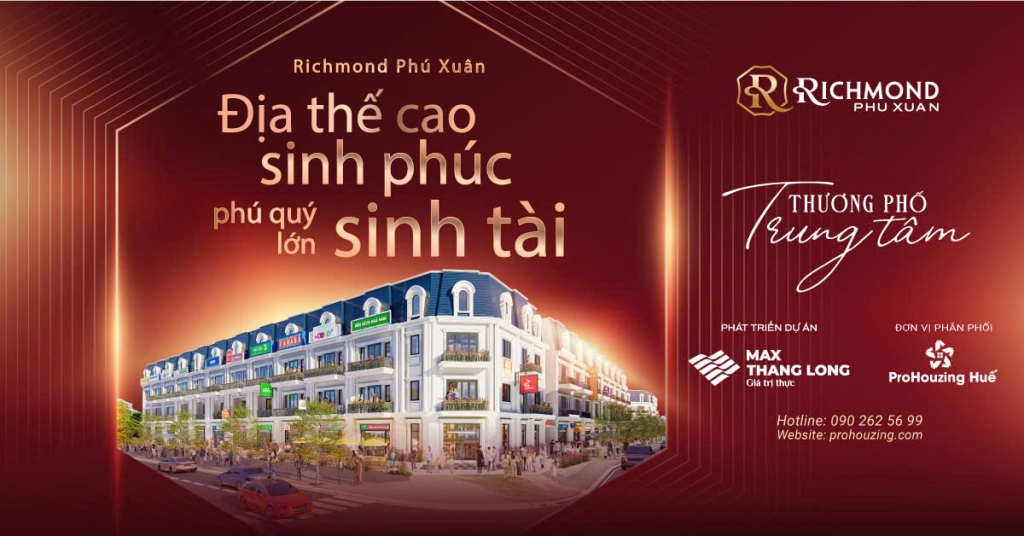 Nhà phố Richmond Phú Xuân 132m² giá 8.4 tỷ - Đầu tư sinh lời vượt trội!