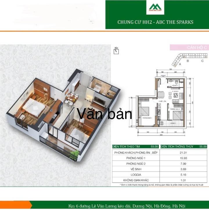 Căn hộ Xuân Mai Spark Tower Hà Đông 55m² 4 tỷ - Bàn giao ngay