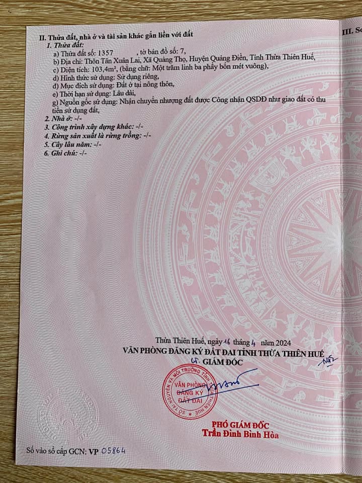 Đất Nền Quảng Điền, Huế 103m² Sổ Đỏ Chính Chủ - Giá Đầu Tư 520 Triệu