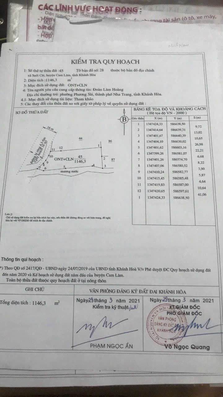 Đất nền Cam Lâm 1146m² - Sổ đỏ chính chủ, gần Cao tốc Bắc Nam