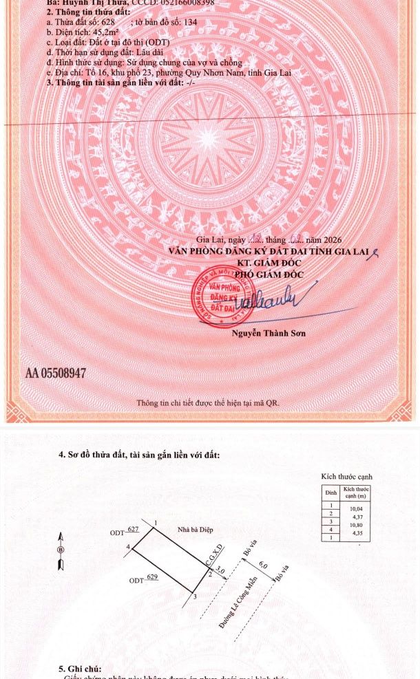 Đất Nền MT Lê Công Miễn, Quy Nhơn 45m² - Sổ Đỏ Sẵn Sàng