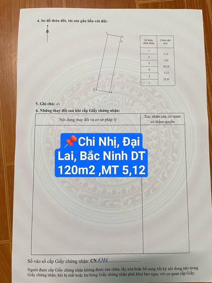 Đất nền Đại Lai, Gia Bình 120m² - Sổ đỏ chính chủ, giá tốt!
