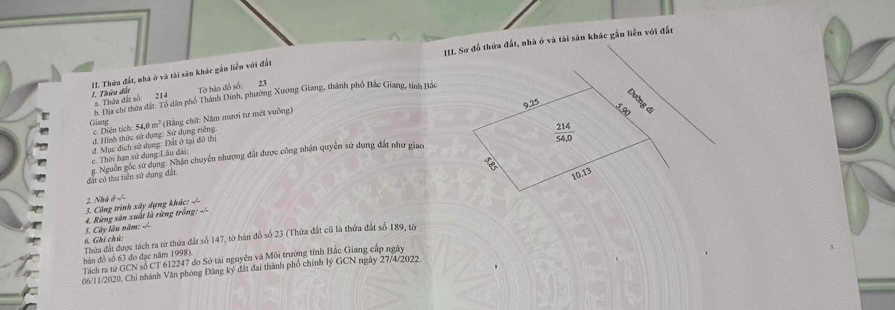 Bán Đất Thổ Cư TP. Bắc Giang 54m² - Sổ Đỏ Chính Chủ, Ô Tô Vào Nhà