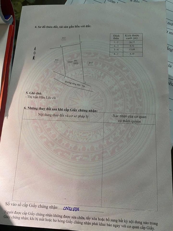 Đất nền Thị trấn Hậu Lộc 160m² - Sổ đỏ chính chủ!