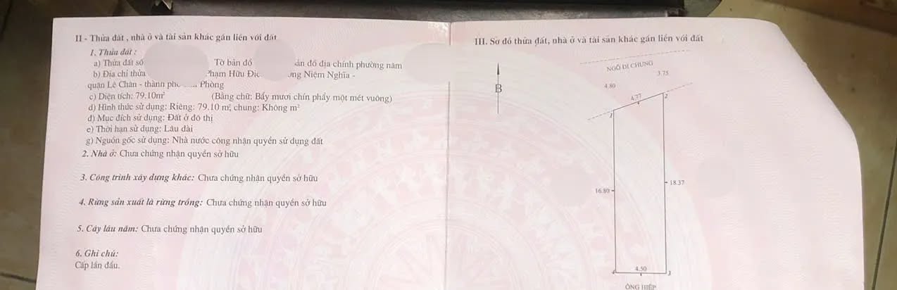 Bán Đất Vĩnh Niệm Lê Chân 80m² Sổ Đỏ - Giá 3.2 Tỷ