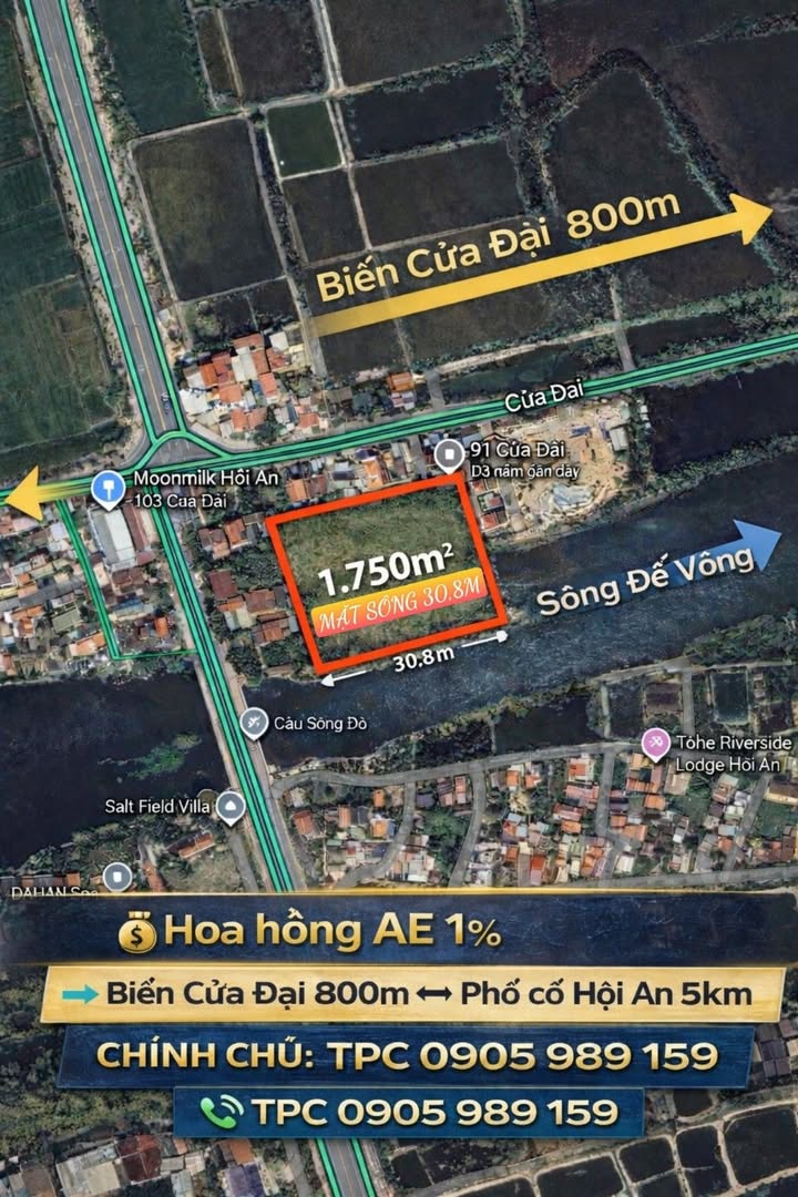 Đất nền Cẩm Châu Hội An 1750m² - Sổ đỏ chính chủ, View sông!