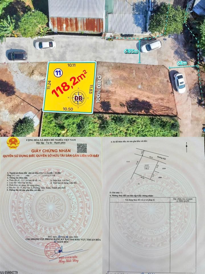 Đất nền biệt thự 118m² kiệt ô tô Vũ Ngọc Phan, Huế - Sổ hồng chính chủ