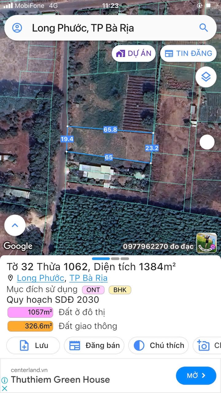 Đất nền Long Phước, Bà Rịa 1383m² - Tiềm năng tăng giá, sổ hồng riêng!