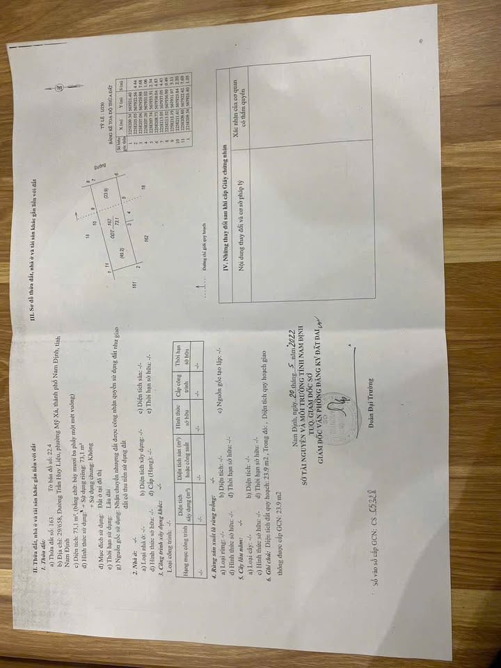 Bán Đất Mặt Tiền Trần Huy Liệu Nam Định 73m² - Giá Tốt 2.85 Tỷ