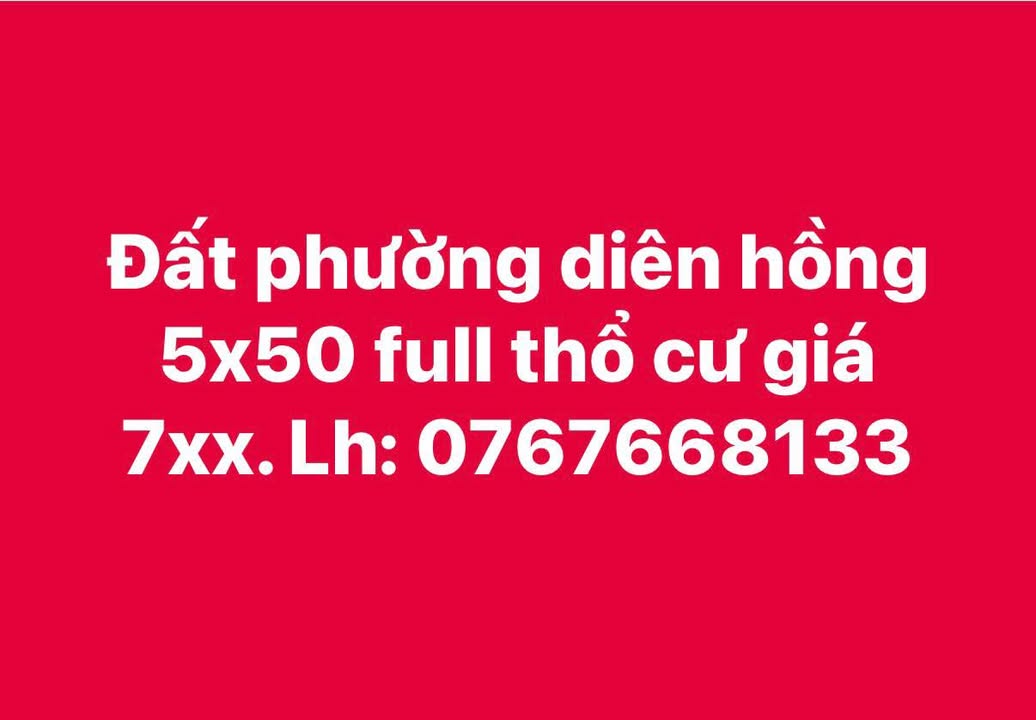 Bán Đất Phường Diên Hồng, Pleiku 250m² Sổ Đỏ Full Thổ Cư Giá Chỉ 7xx Triệu