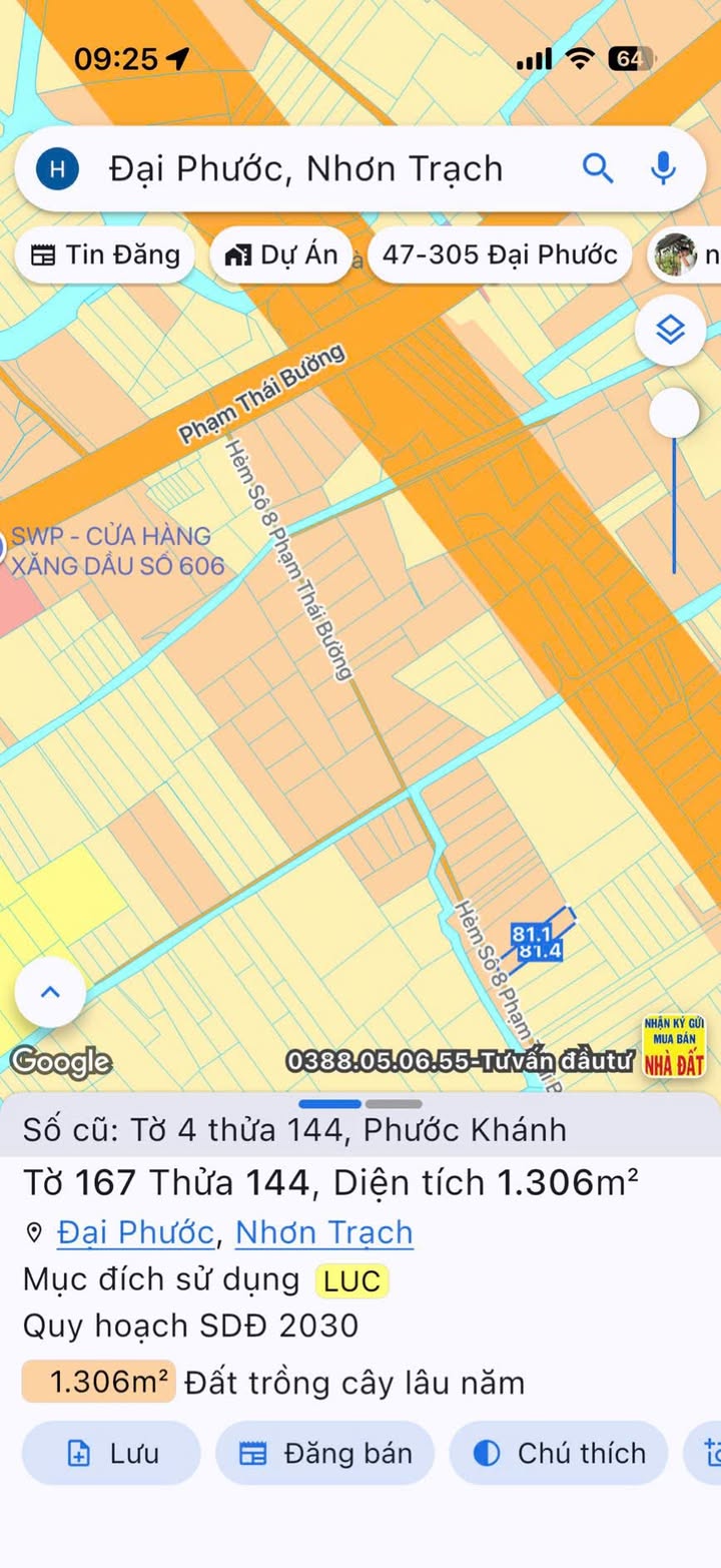 Đất Nền 1306m² Sổ Hồng Riêng - Nhơn Trạch, Đồng Nai Giá Tốt