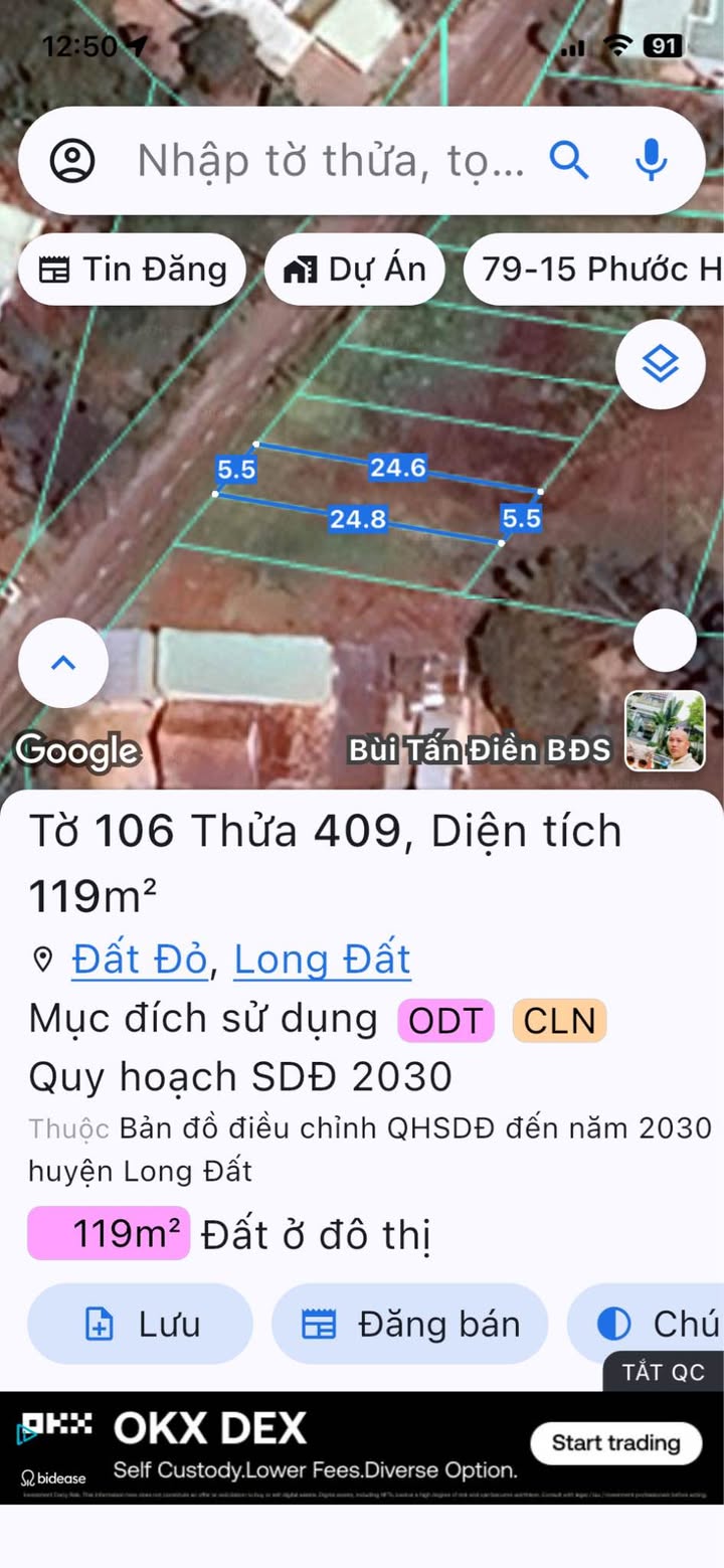 Bán Đất Mặt Tiền Hai Bà Trưng, Đất Đỏ - Sổ Đỏ, 132m², Giá 1.15 Tỷ