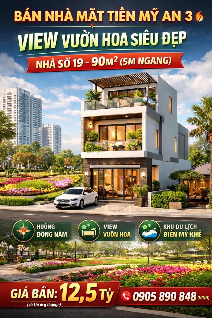 Nhà Mặt Tiền Mỹ An 3 Đà Nẵng - 90m² View Vườn Hoa