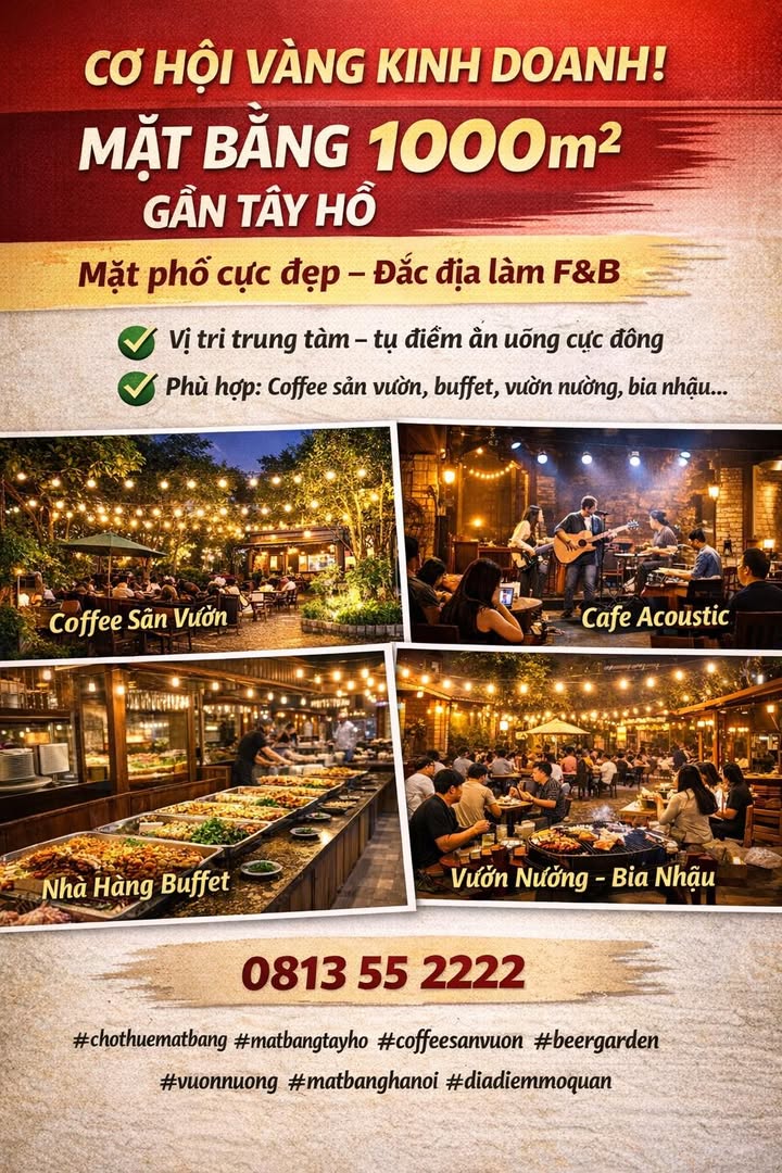 Mặt Bằng Kinh Doanh 1000m² Mặt Phố Tây Hồ - Sẵn Sàng Khai Trương!