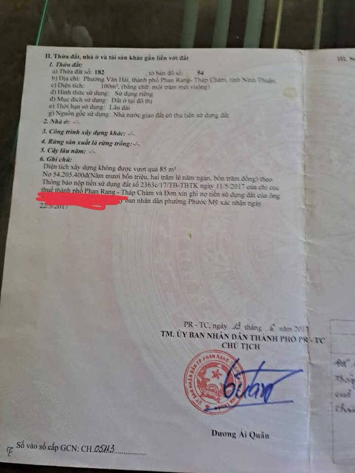 Bán Đất Phường Văn Hải, Phan Rang 100m² - Sổ Hồng Riêng, Giá 1.9 Tỷ