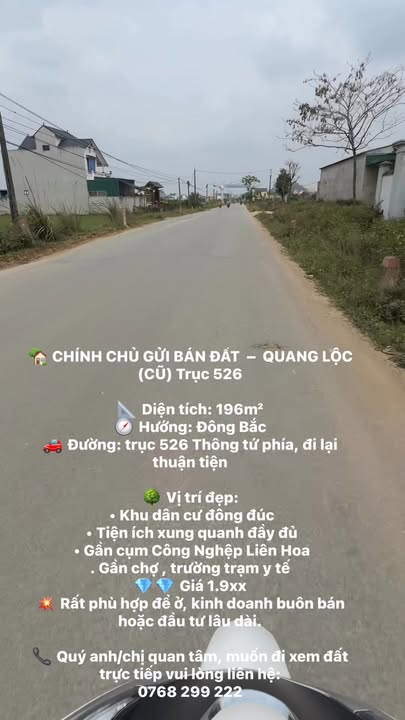 Đất nền Hậu Lộc 196m² giá 1.9 tỷ - Sổ đỏ chính chủ!