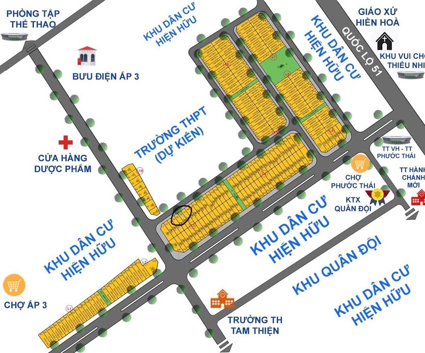 Đất nền Long Thành 100m² - Sổ hồng full thổ cư, đối diện UBND Phước Thái