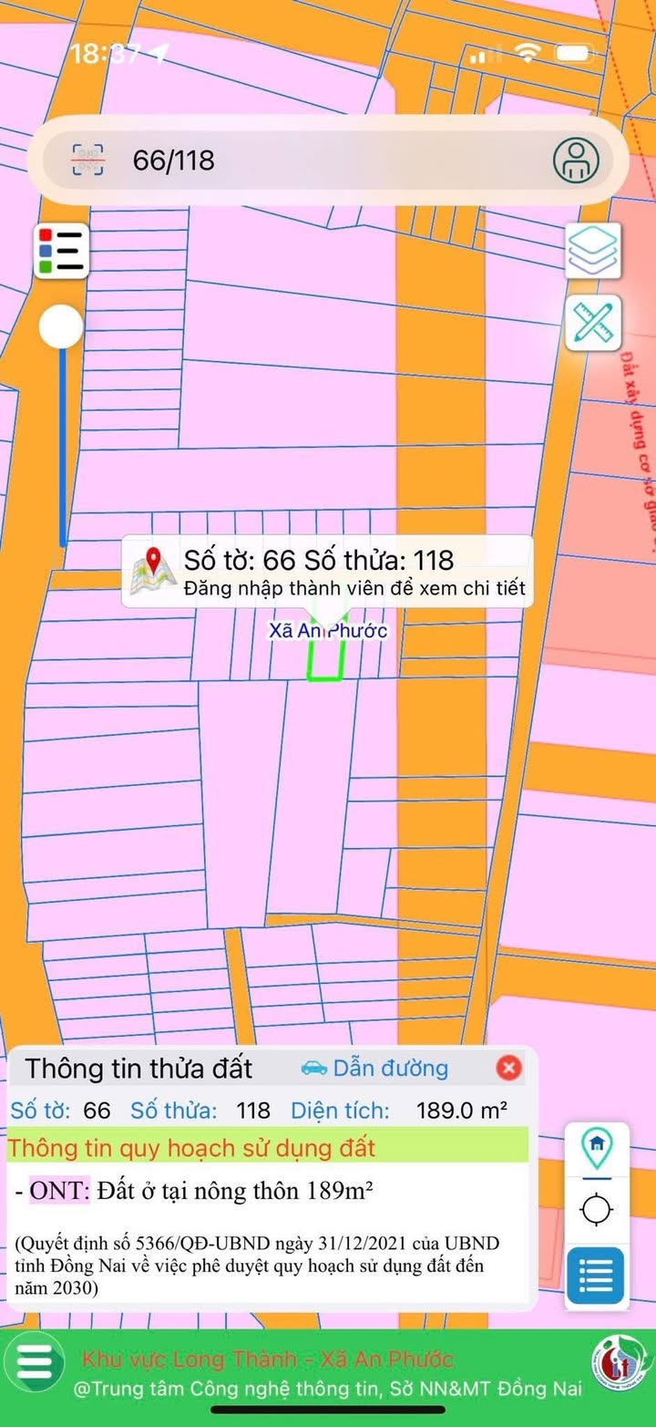 Bán đất thổ cư 188m² Xã An Phước, Long Thành - Giá 3.9 tỷ