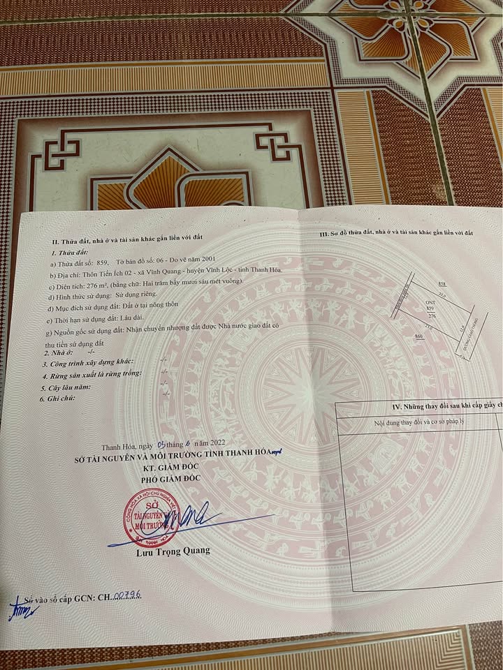 Đất Vĩnh Lộc, Thanh Hóa - 276m² Giá Hời 4 Tỷ, Đất Vàng Đầu Tư Sinh Lời