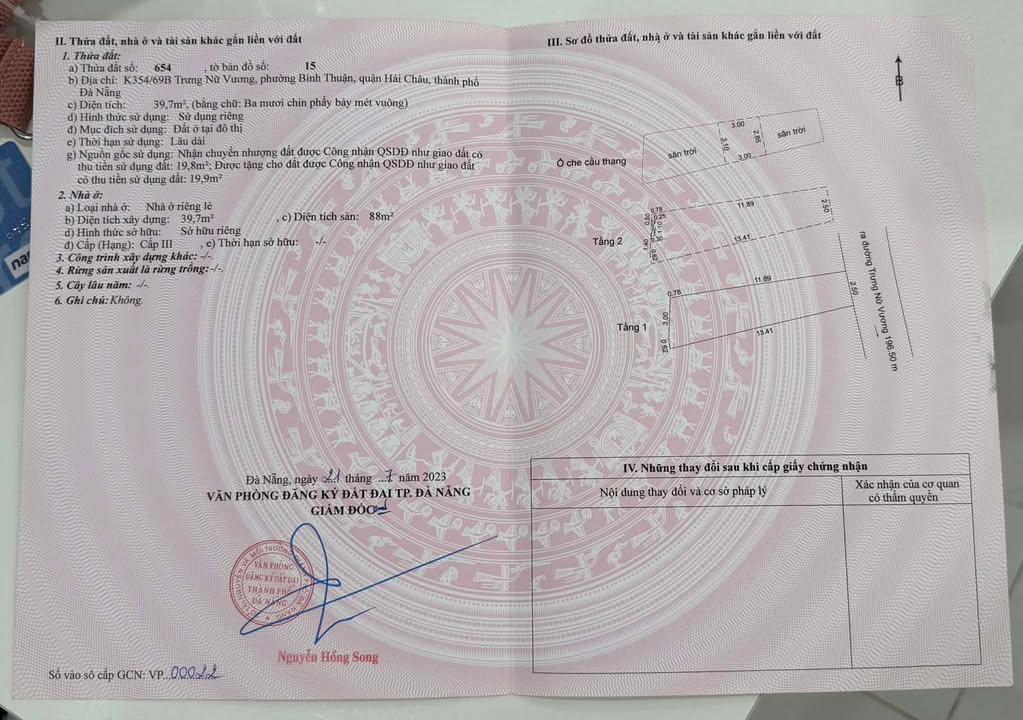 Nhà kiệt thông Hoàng Diệu - Trưng Nữ Vương, Đà Nẵng - 39.7m² - Giá tốt