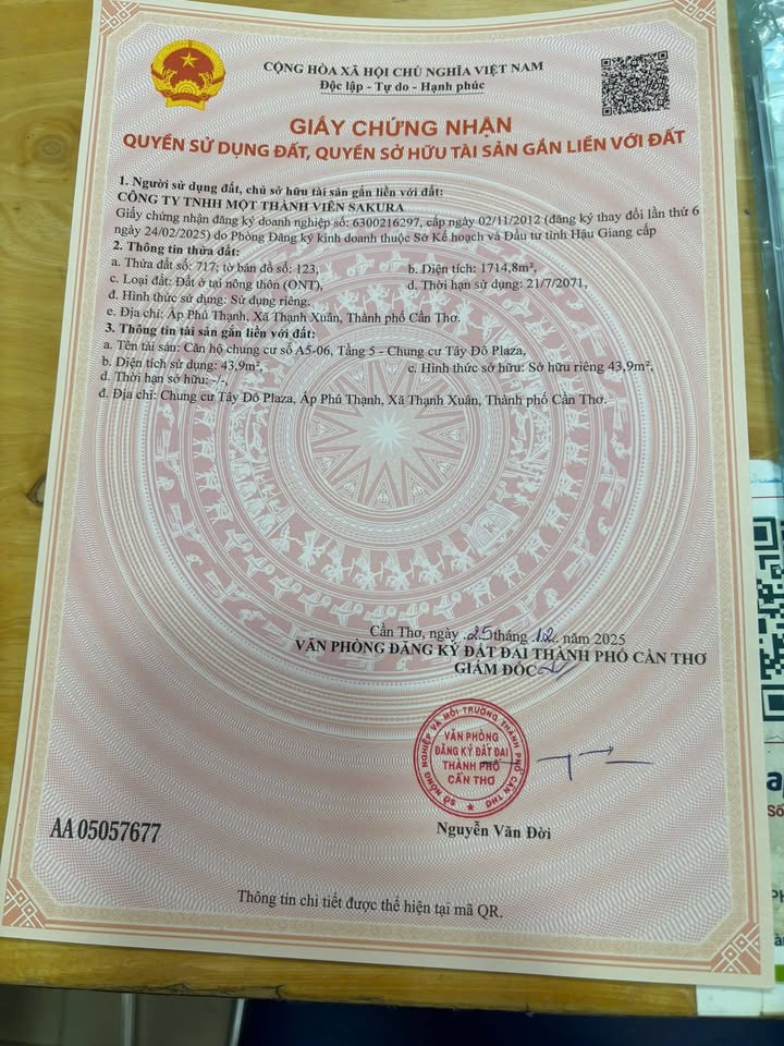 Chung cư Tây Đô Plaza Cần Thơ - 47m², 1PN, Giá tốt