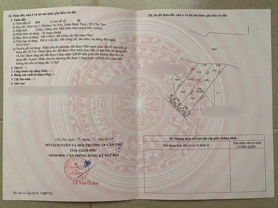 Đất nền Cần Thơ 68.9m² giá 560 triệu - Sổ hồng chính chủ