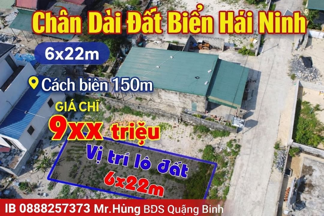 Đất nền Hải Ninh Đồng Hới 132m² - Sổ đỏ sẵn, cách biển 150m!