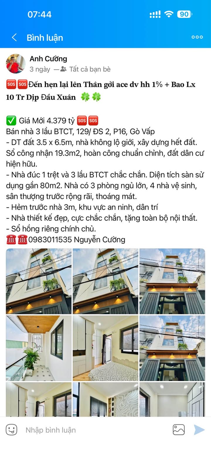 Nhà Gò Vấp 3 Lầu, 19m², 4.379 Tỷ - Sổ Hồng Riêng, Full Nội Thất