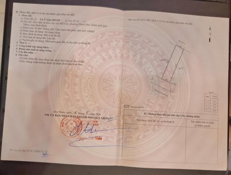 Đất nền Quy Nhơn 82.8m² - Sổ đỏ chính chủ, tiềm năng sinh lời!