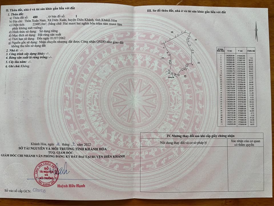 Đất Rừng Diên Xuân 2.2ha giá 1.48 tỷ - Tiềm năng tăng giá!