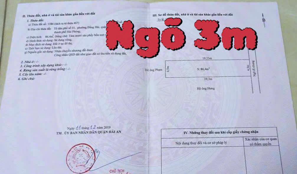 Đất tặng nhà C4 Đằng Hải, Hải An 86.4m² - Ô tô đỗ ngày đêm!