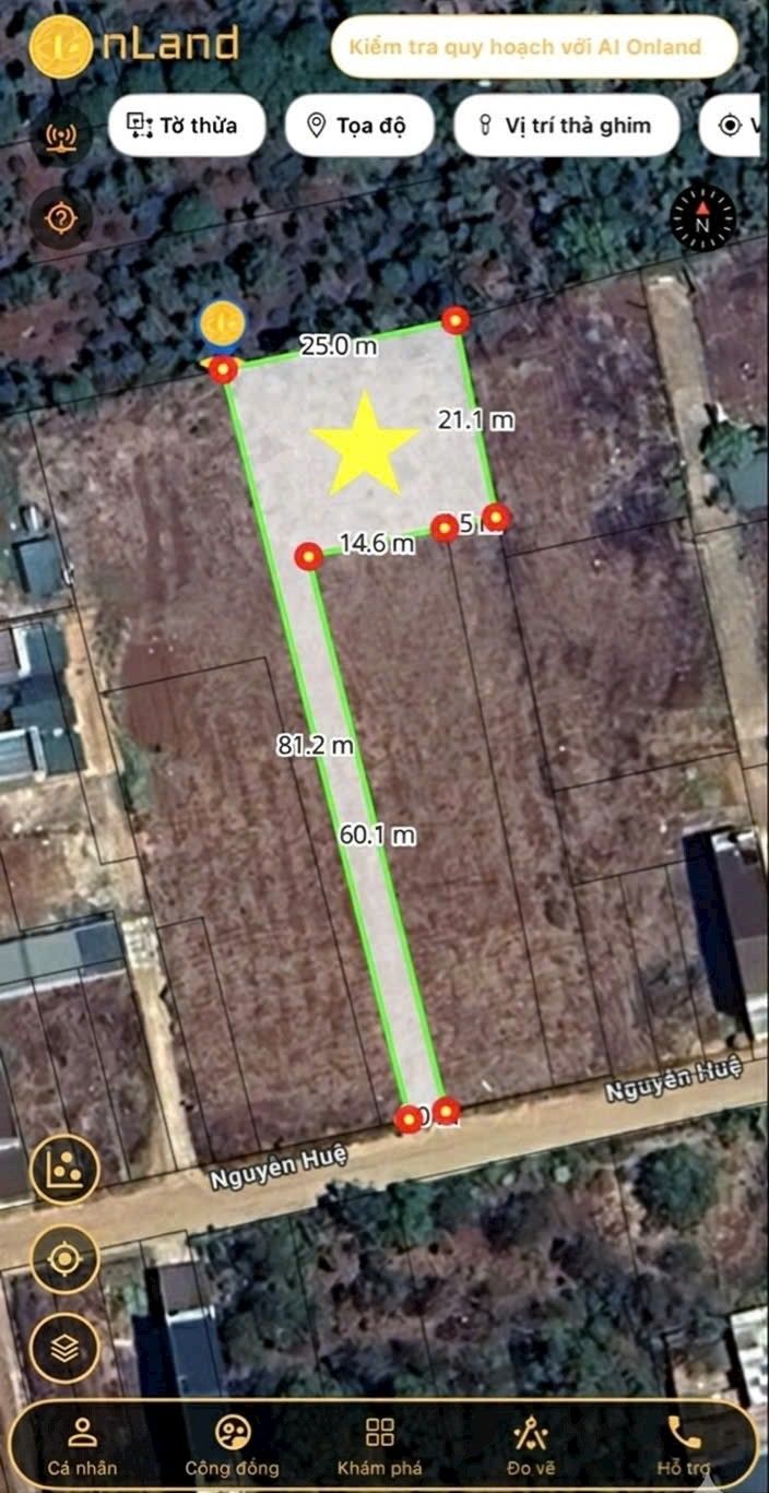 Bán Đất MT Nguyễn Huệ, Tân Lợi, Buôn Ma Thuột - 750m² Sổ Đỏ Giá 3.65 Tỷ